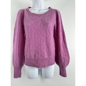 Women's Small Lavender Eyelet Weave WHITE + WARREN Cashmere Sweater